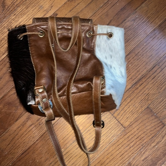 Myra Cowhide Leather and Hair Patterned Women's Backpack - Picture 7 of 8